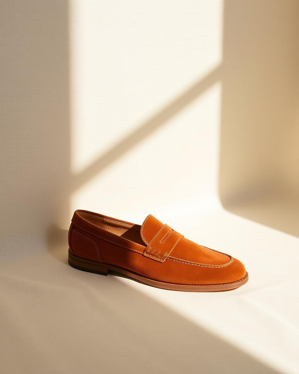Brunello Cucinelli Suede Penny Loafer in cognac